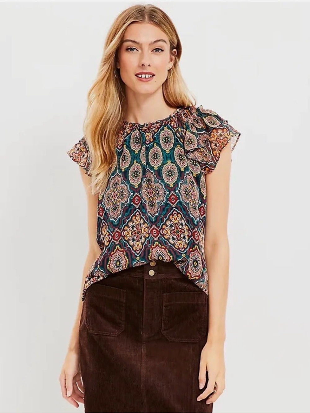 NWT LOFT Double Ruffle Blouse sz M - Picture 5 of 6
